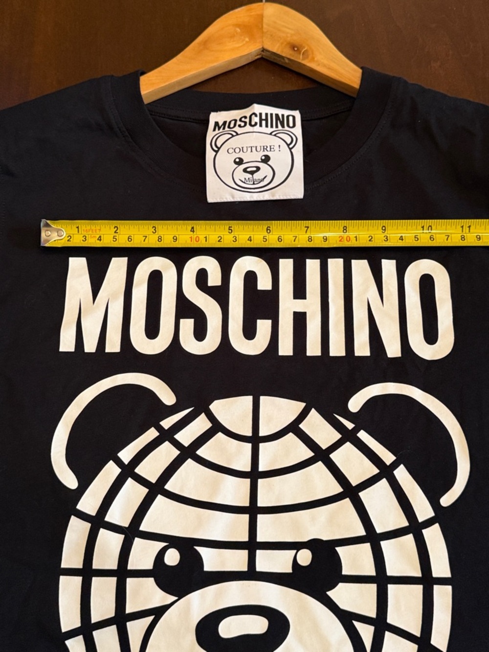 Woman’s Moschino Couture Milano Black Tee with White Logo Bear- Size Small - Picture 11 of 11